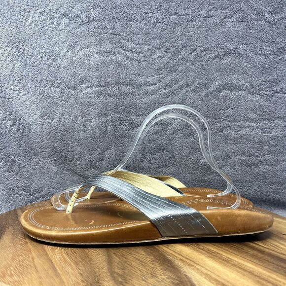 Olukai Sandals Women's Size 11 Wana Flip Flop Thong Flats Slip On Brown Leather - Picture 3 of 8